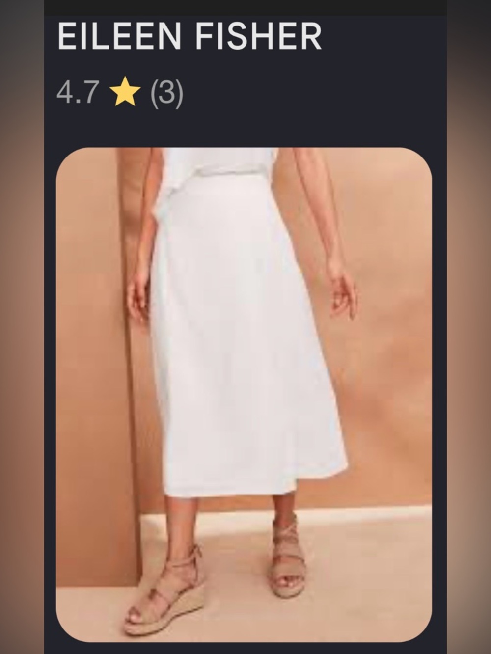 Eileen Fisher White Midi Skirt 100% Organic Linen S